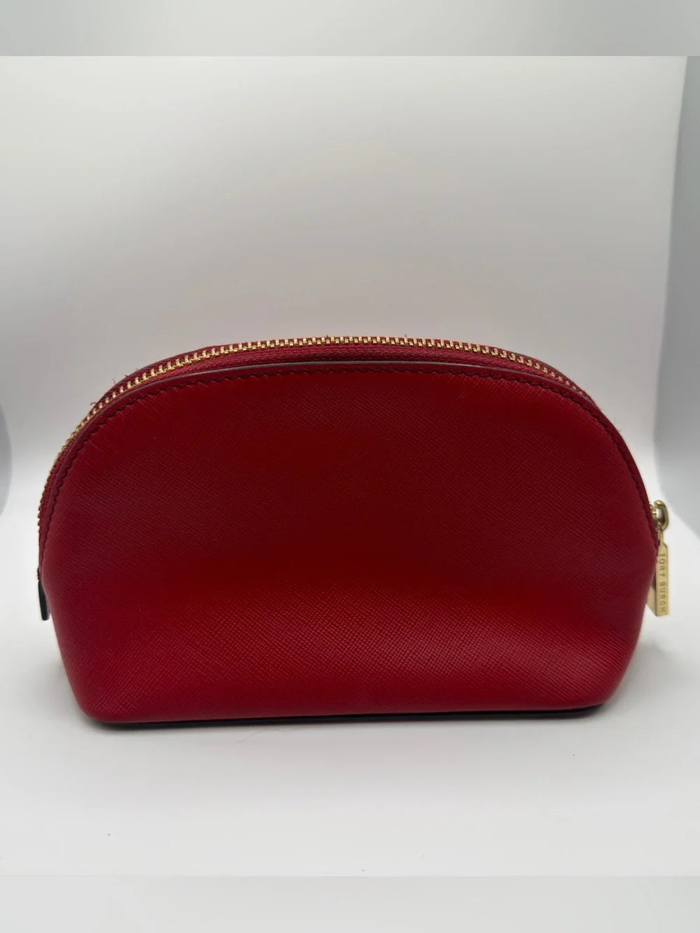 Tory Burch Robinson Small Red Saffiano Leather Makeup Bag